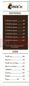 Chickin Restaurant menu